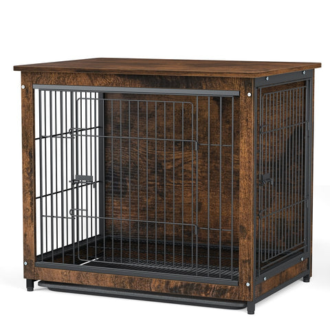 Snugpup Haven Dog Crate End Table – Dark Walnut, 81cm