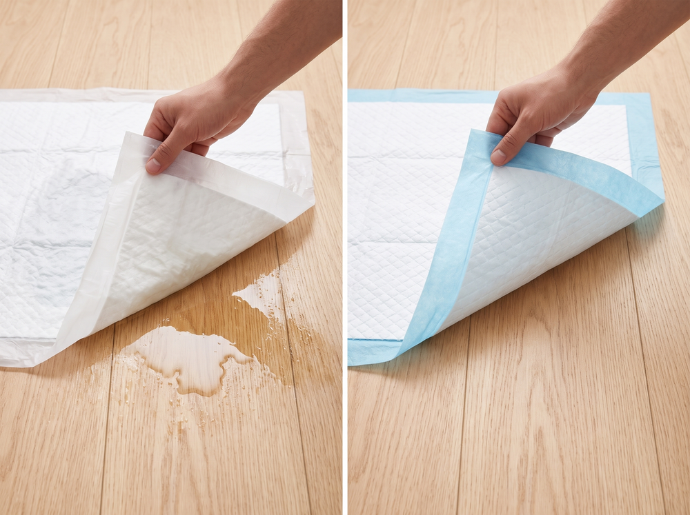 Thin pad leaking at the edge next to a dry floor under a CloudPad